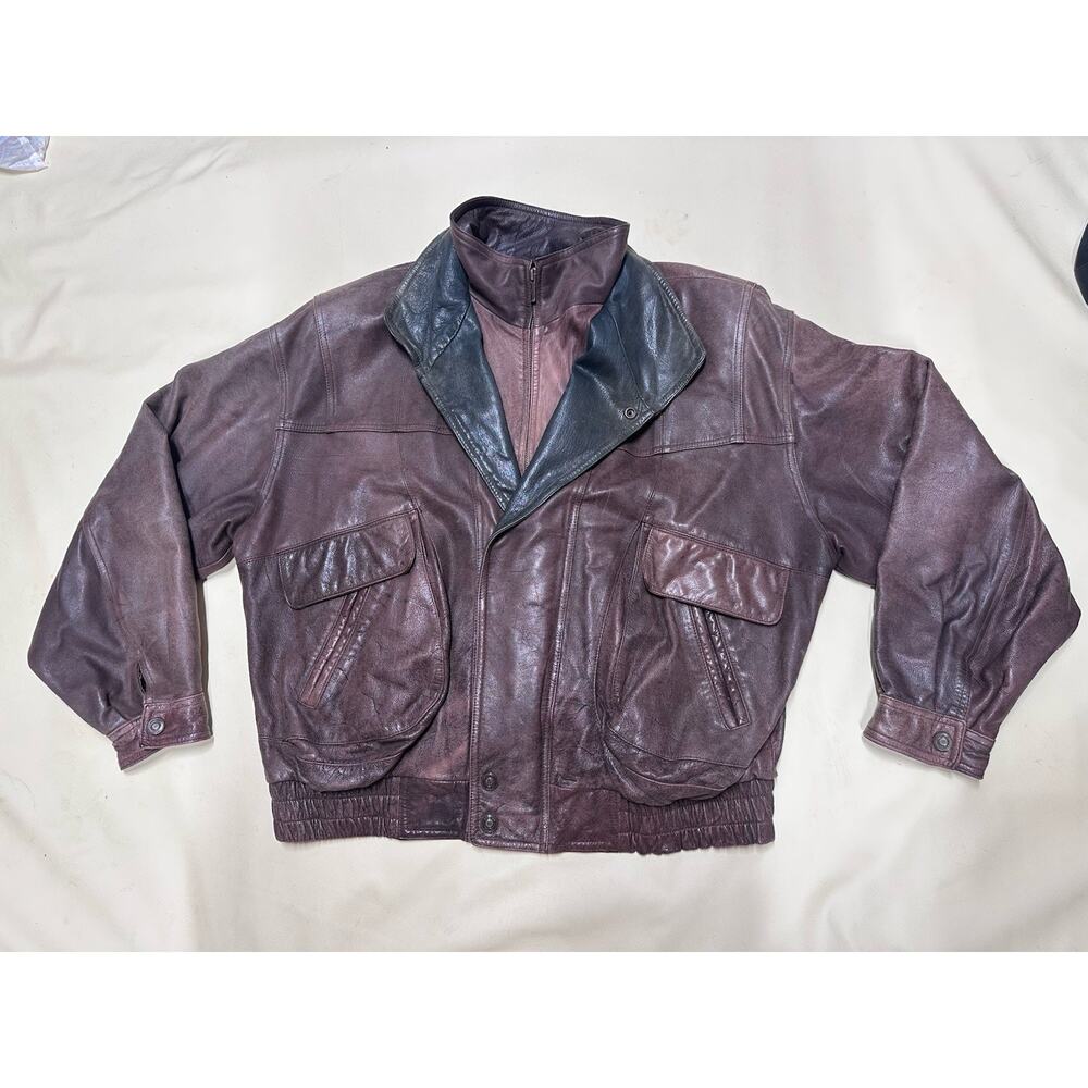 Vintage Adventure Bound by Wilsons Heavy Brown Leather Bomber Jacket Men's XL